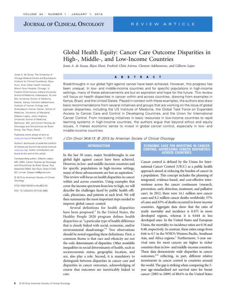 Cancer Care Outcome Disparities in | PDF