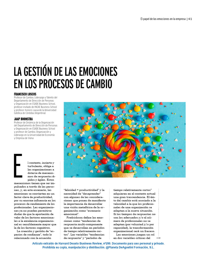 La Gestion de Las Emociones en Los Procesos de Cambio | PDF