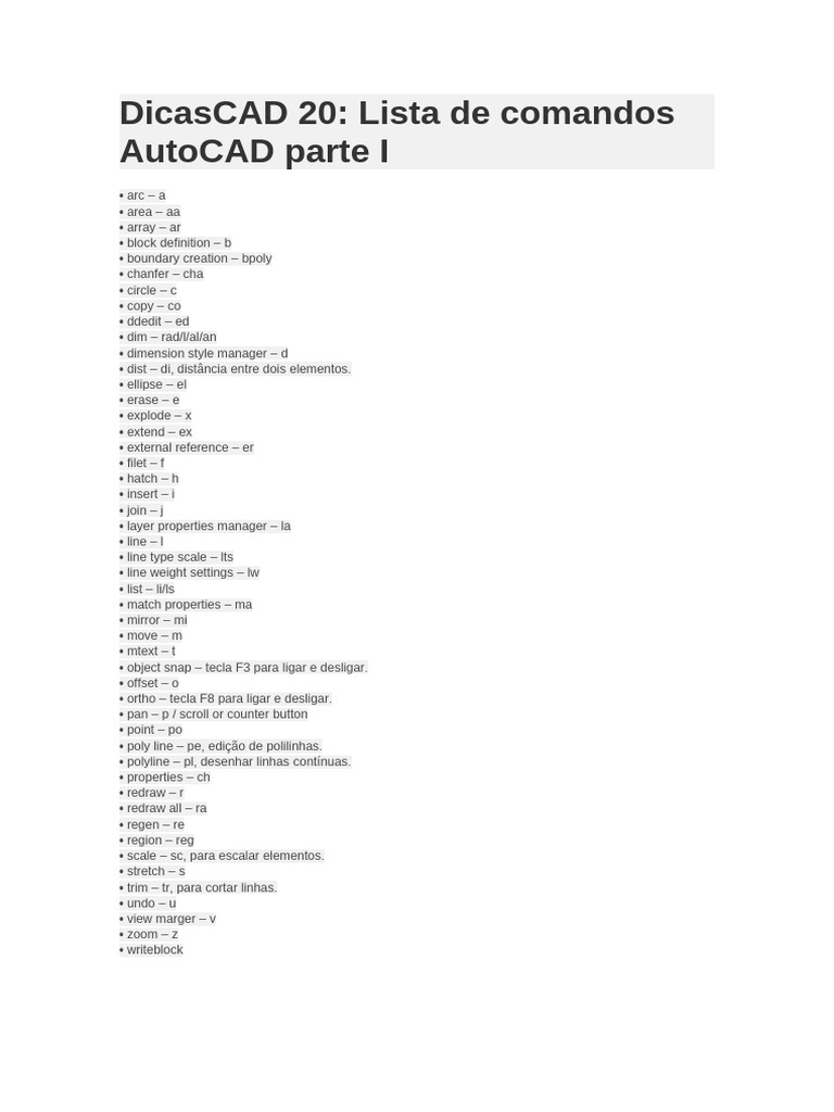 Listas de comandos dicascad 20 pdf