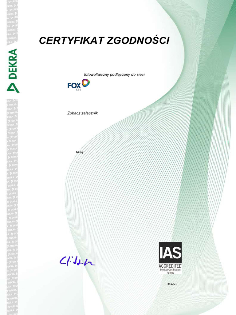 Certyfikat NC RfG PL EN | PDF