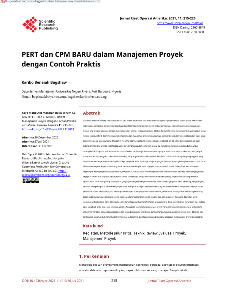 NEW PERT and CPM in Project Management With Practi - En.id | PDF