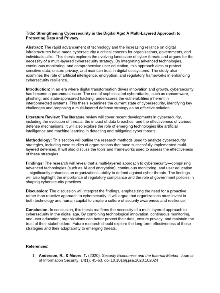 Strengthening cybersecurity in the digital age a multi layered