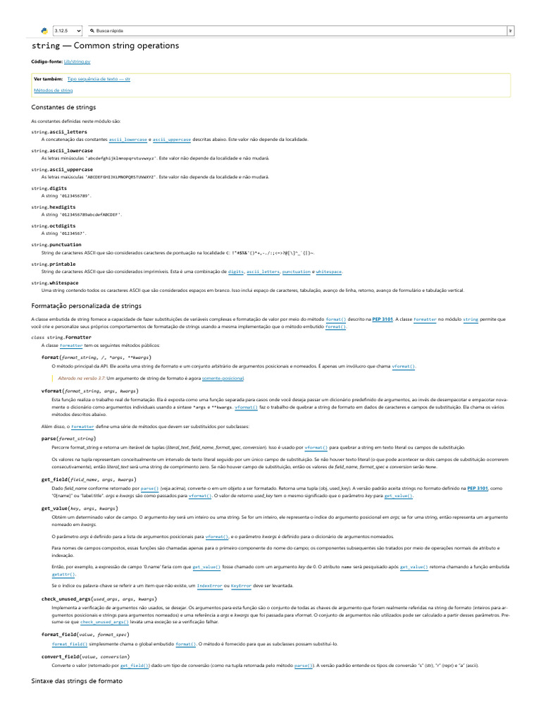 Operações Comuns de Strings em Python | PDF