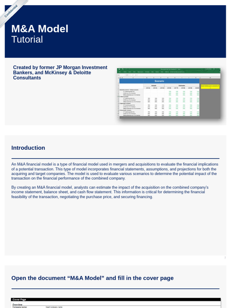 2b. M&a Financial Model - Comprehensive Version - Tutorial | PDF