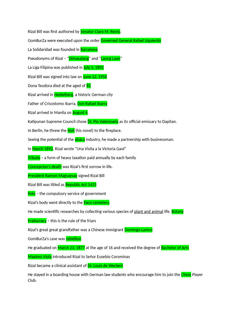 Rizal Finals Reviewer | PDF