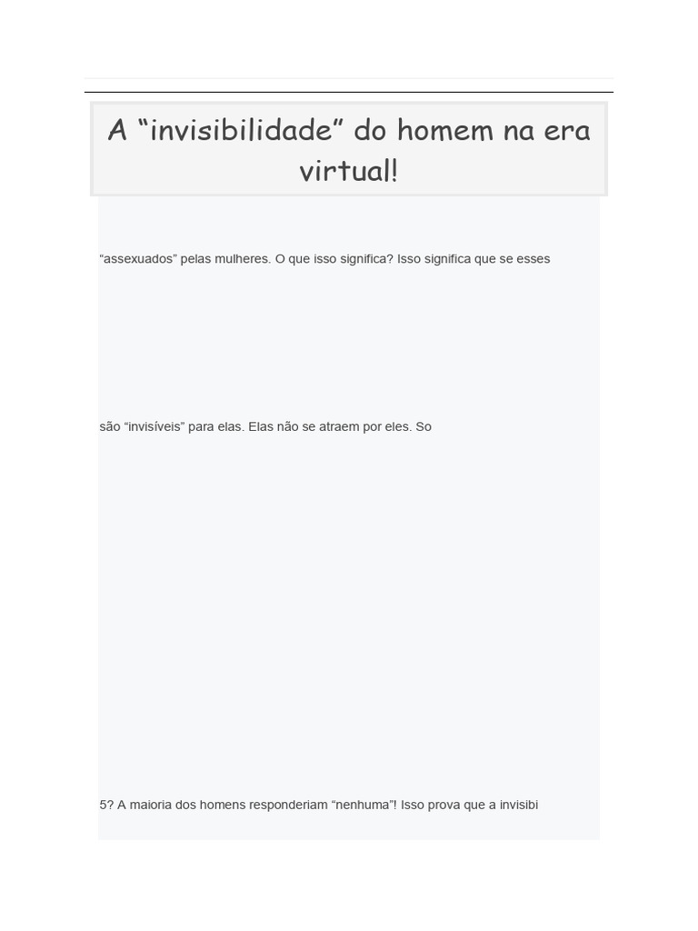 07 - A Invisibilidade Do Homem Na Era Virtual | PDF