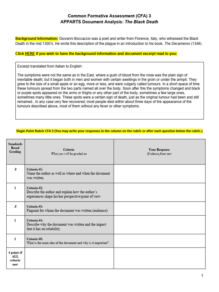Trenton's Black Death Analysis | PDF | Educational Assessment And ...