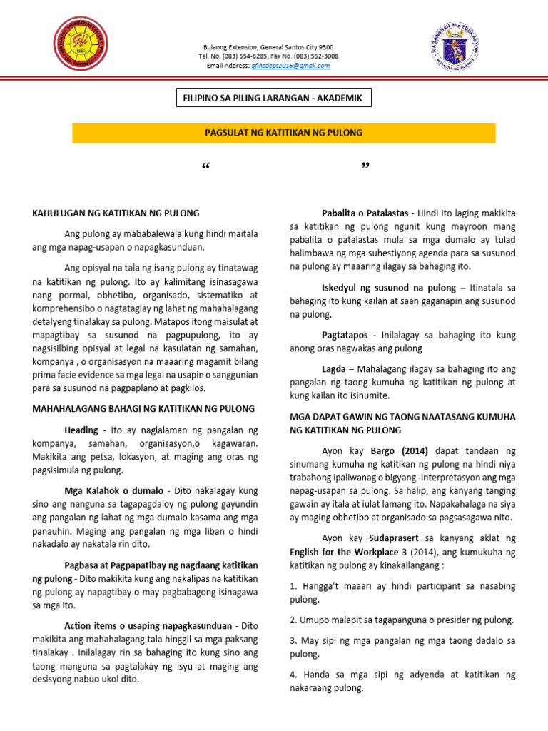 MODULE 4. Katitikan NG Pulong | PDF
