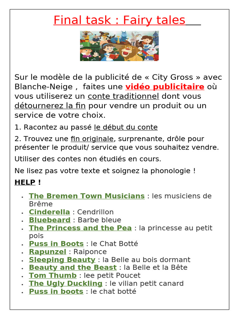 Final Task Unit 4 Fairy Tales | PDF