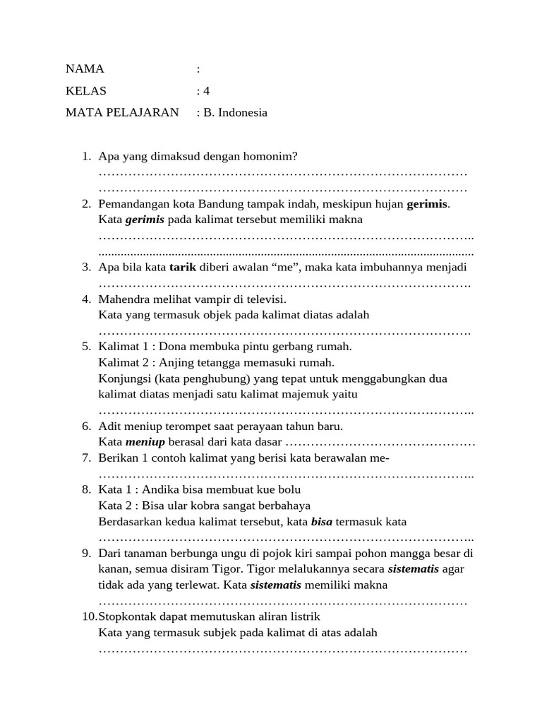Soal Kelas 4 | PDF