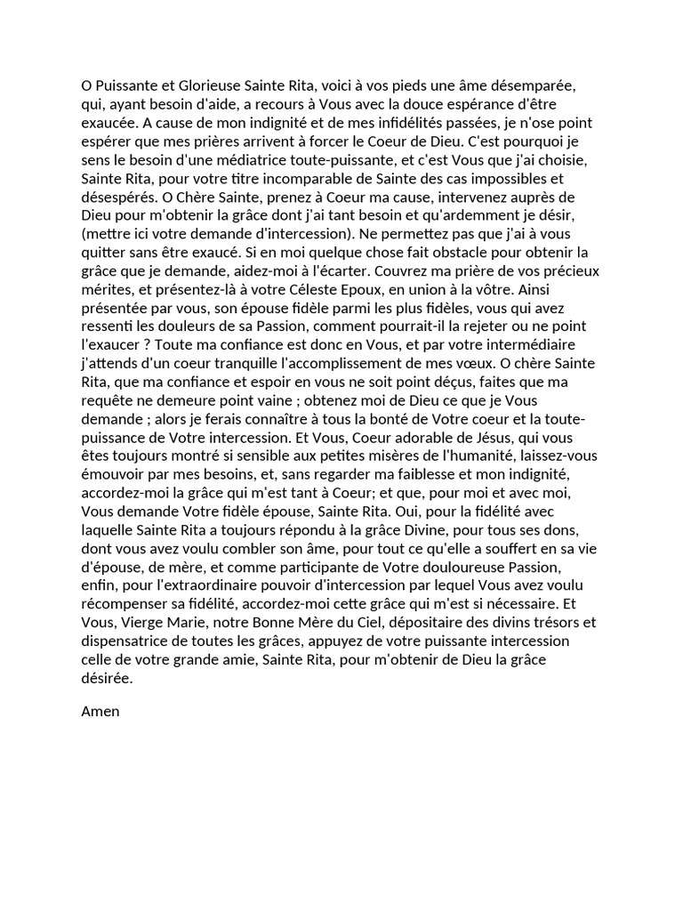 O Puissante Et Glorieuse Sainte Rita | PDF
