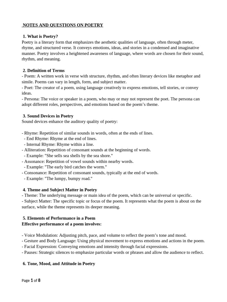 Poetry Analysis and Study Guide | PDF | Poetry | Rhyme