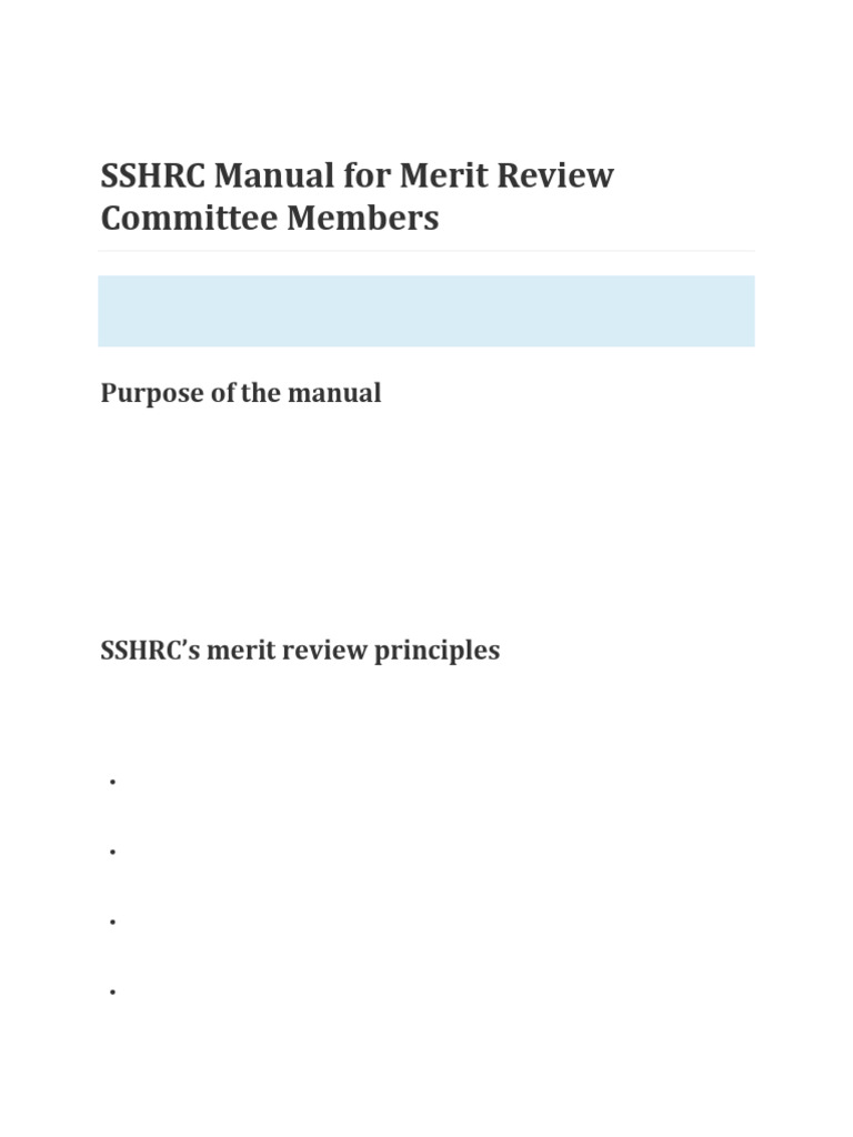 SSHRC Manual For Merit Review Committee Members | PDF