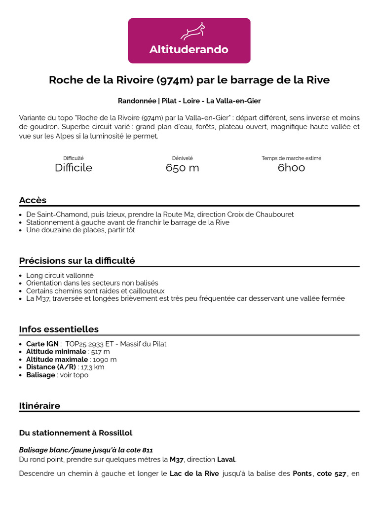 Roche de La Rivoire Par Le Barrage de | PDF