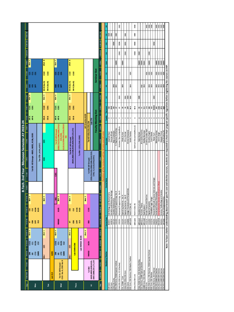 Updated Time Table | PDF