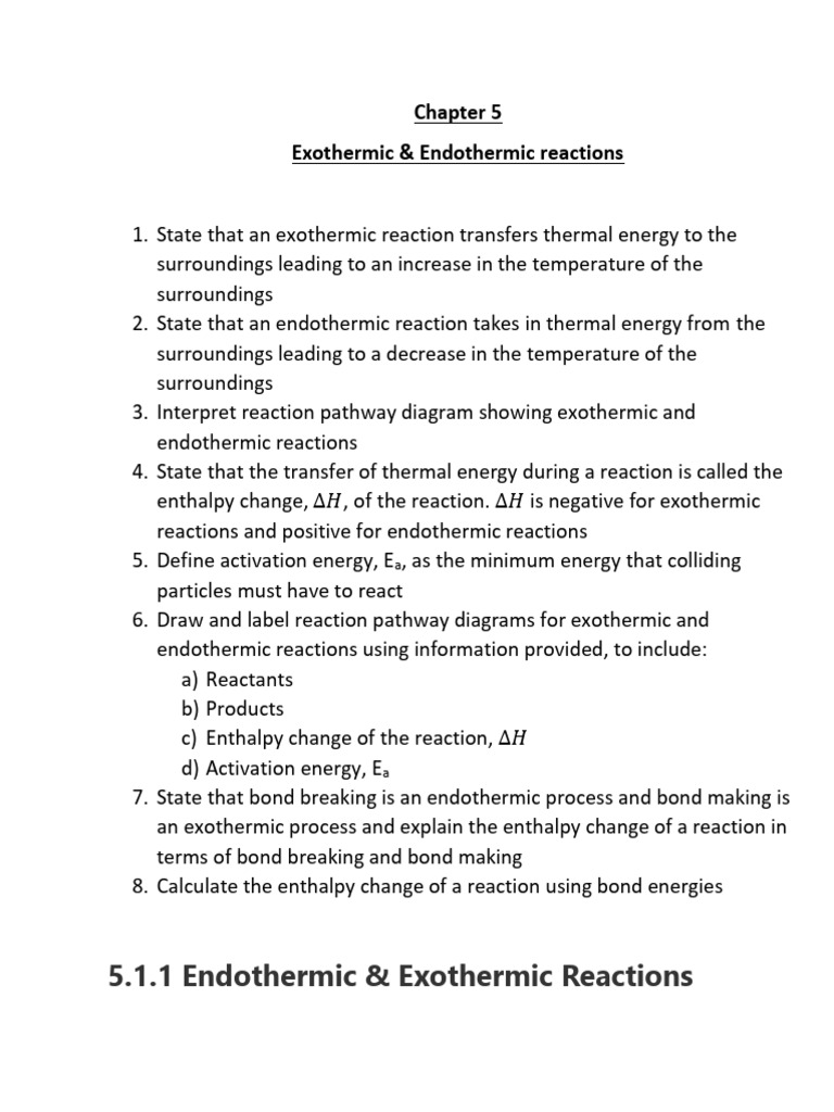 Exothermic and Endothermic Reactions 1 | PDF
