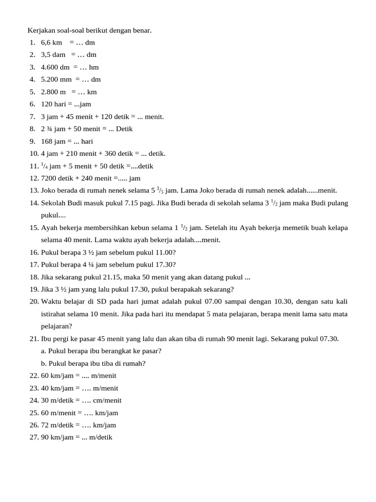Lat Math Jarak, Waktu, Kecepatan 1 | PDF