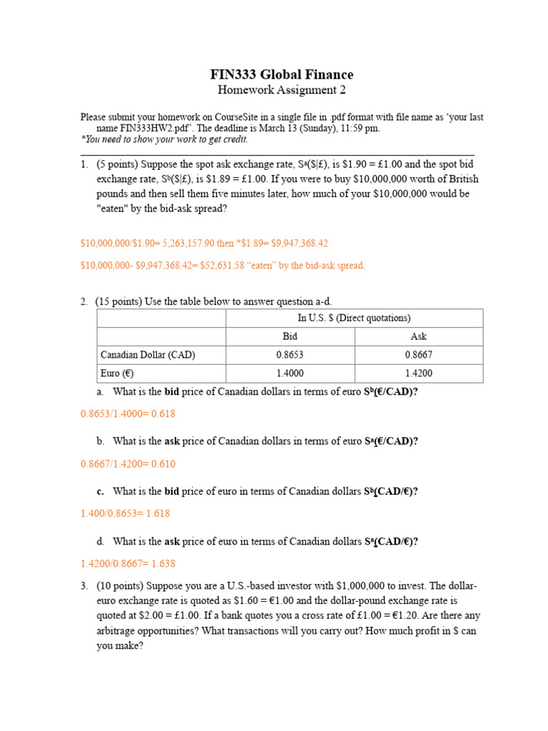 Fischback FIN333 HW2 | PDF