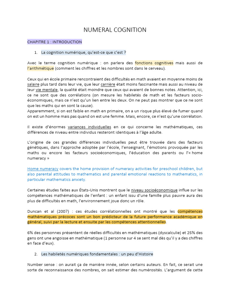 Cognition numérique et cardinalité | PDF | Ensemble (Mathématiques ...
