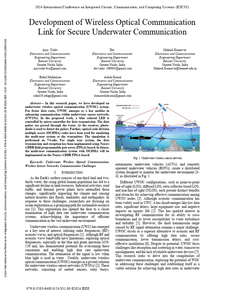 Development of Wireless Optical Communication Link For Secure ...