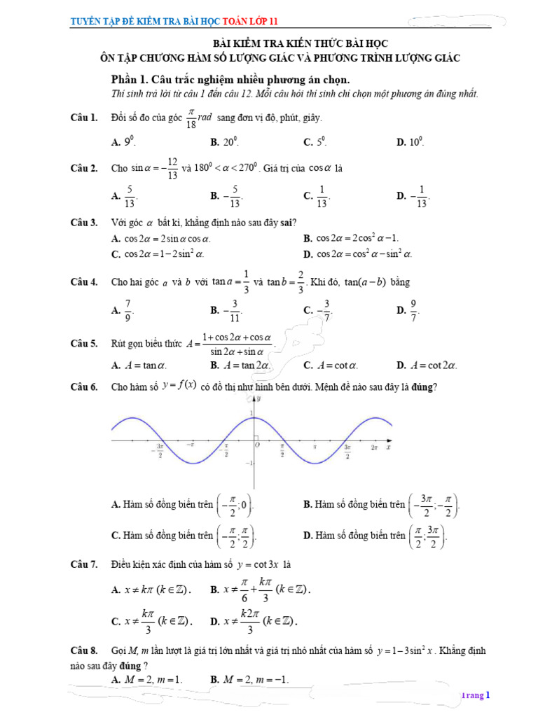 BTVN Toan 11 Lan 2 | PDF