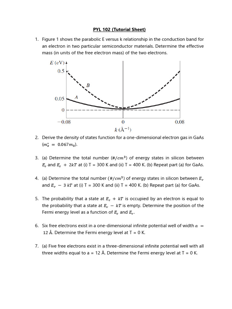 Tutorial Sheet 1 | PDF