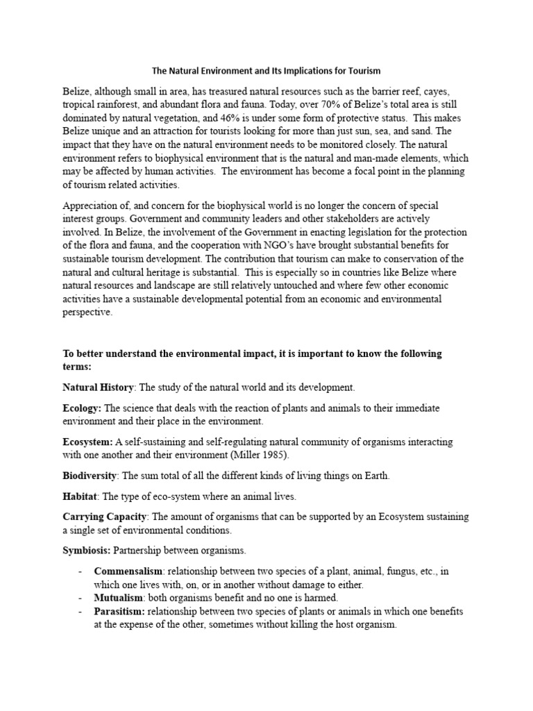 The Natural Environment and Its Implications For Tourism | PDF | Beach ...