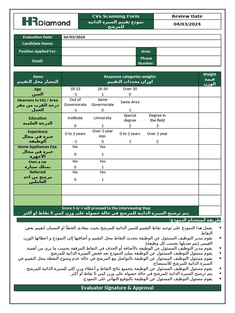 CVs Scanning Form - by Basem Latif | PDF