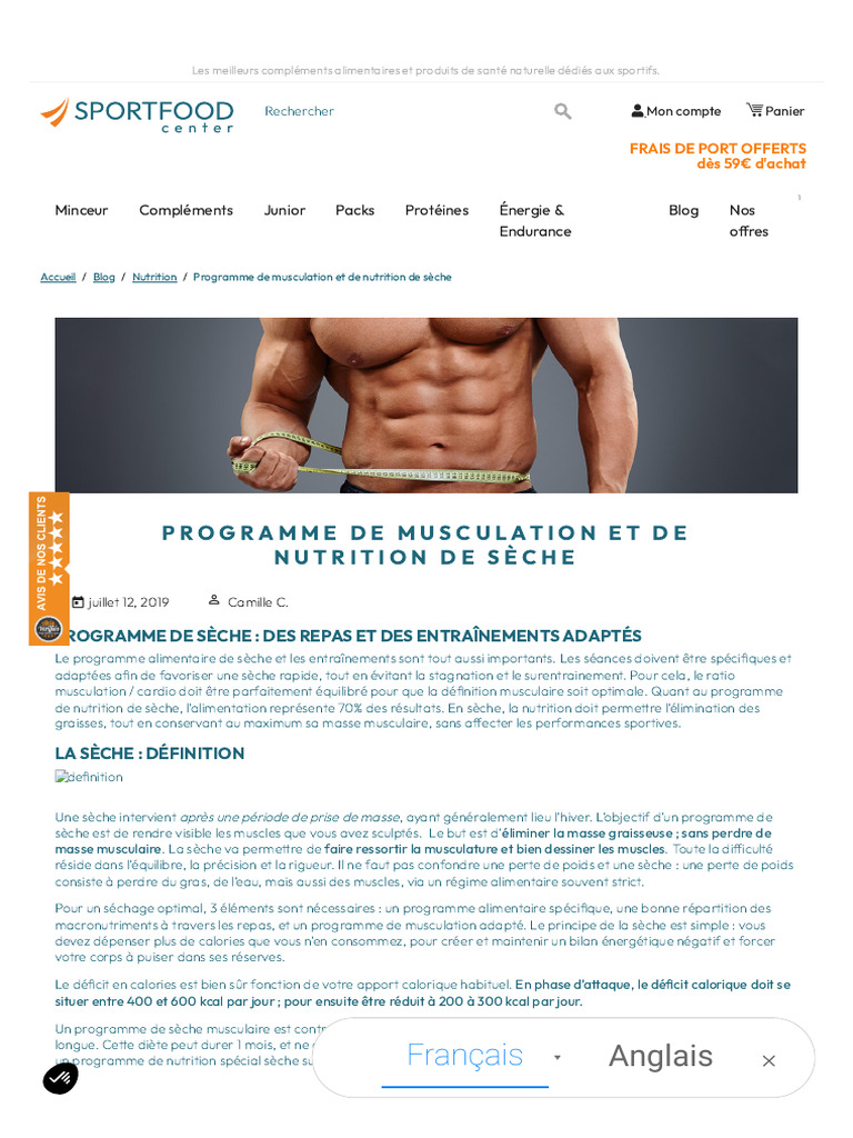 Programme Nutrition Sèche Sur 1 Mois - Sportfood Center | PDF