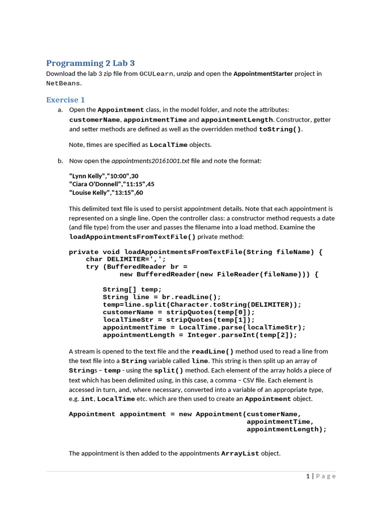 Programming 2 Lab 3 | PDF