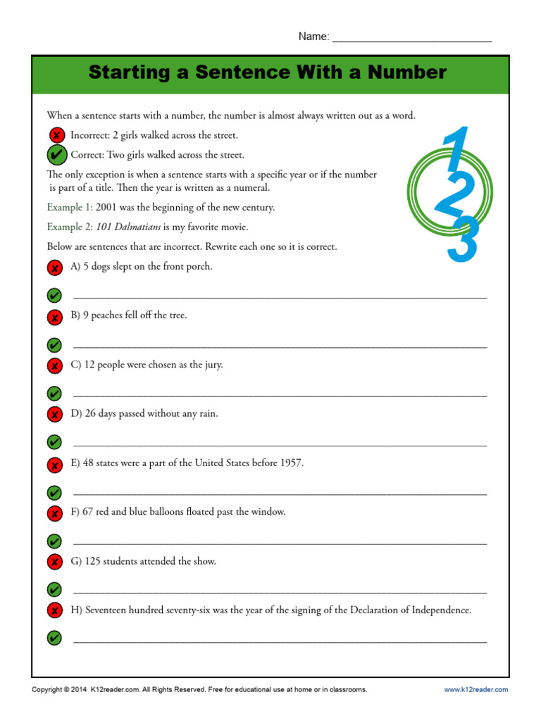 Starting A Sentence With A Number | PDF