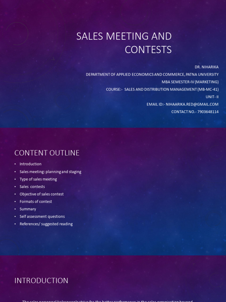 Sales Meeting and Contest | PDF