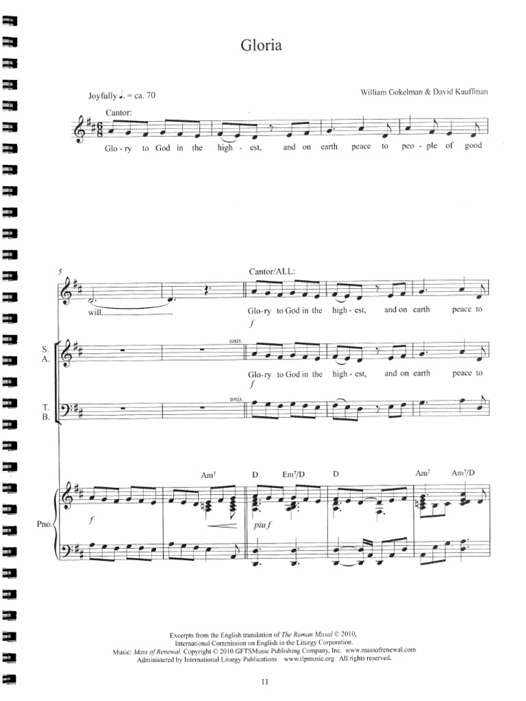 Gloria (Mass of Renewall) - Gokelman & Kauffman | PDF