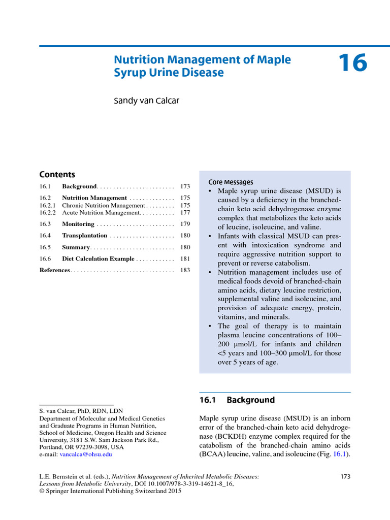 9 - Nutrition Management of Maple Syrup Urine Disease | PDF