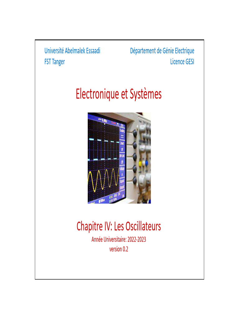 Chap4 Fonction Oscillateur 2007 | Amplificateur électronique
