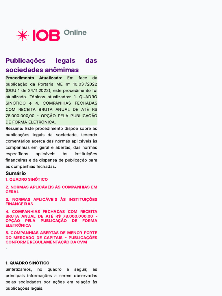 Publicacoes SA IOB | PDF