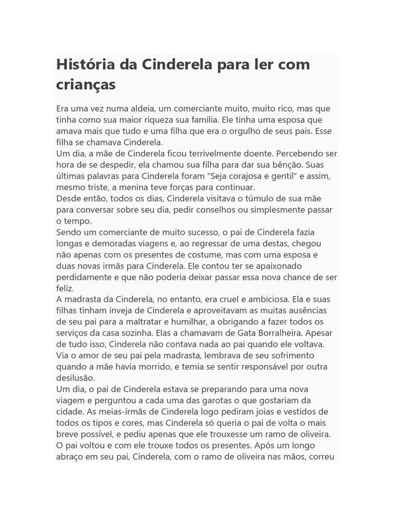 História da Cinderela para ler com crianças | PDF