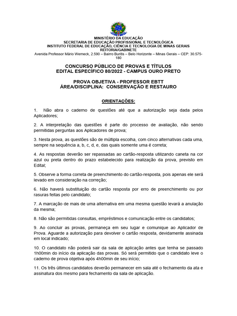 2023 IFMG Prova | PDF