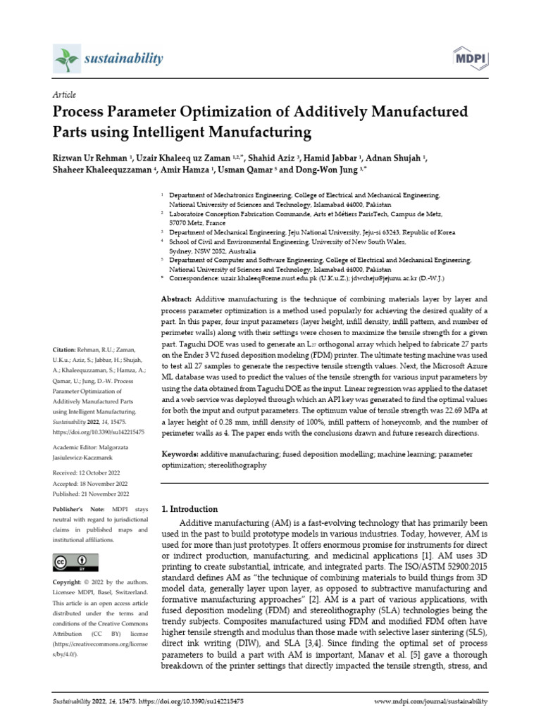 Process Parameter Optimization of AM Parts | PDF