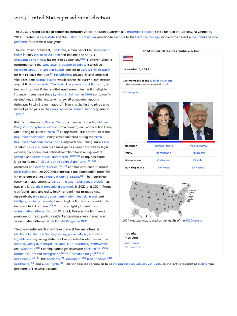 2024 United States Presidential Election - Wikipedia | PDF