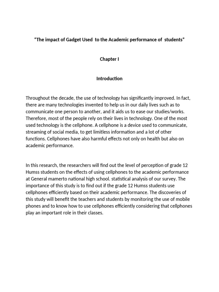 The Impact of Gadget Used On The Academic Performance of Students | PDF