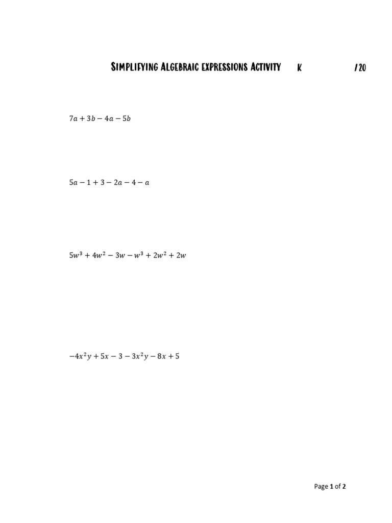 Q1 simplifying polynomial expressions pdf