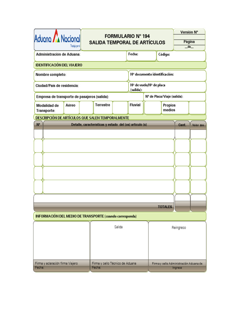 Formulario 194 | PDF