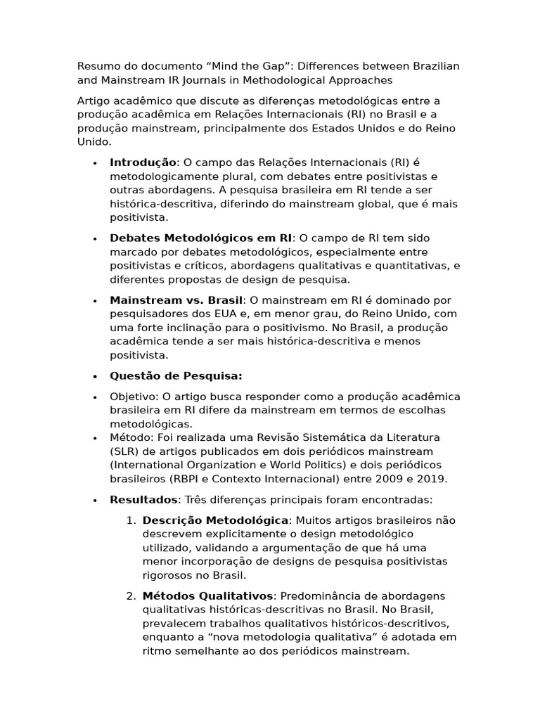 Resumo Mind The Gap | PDF