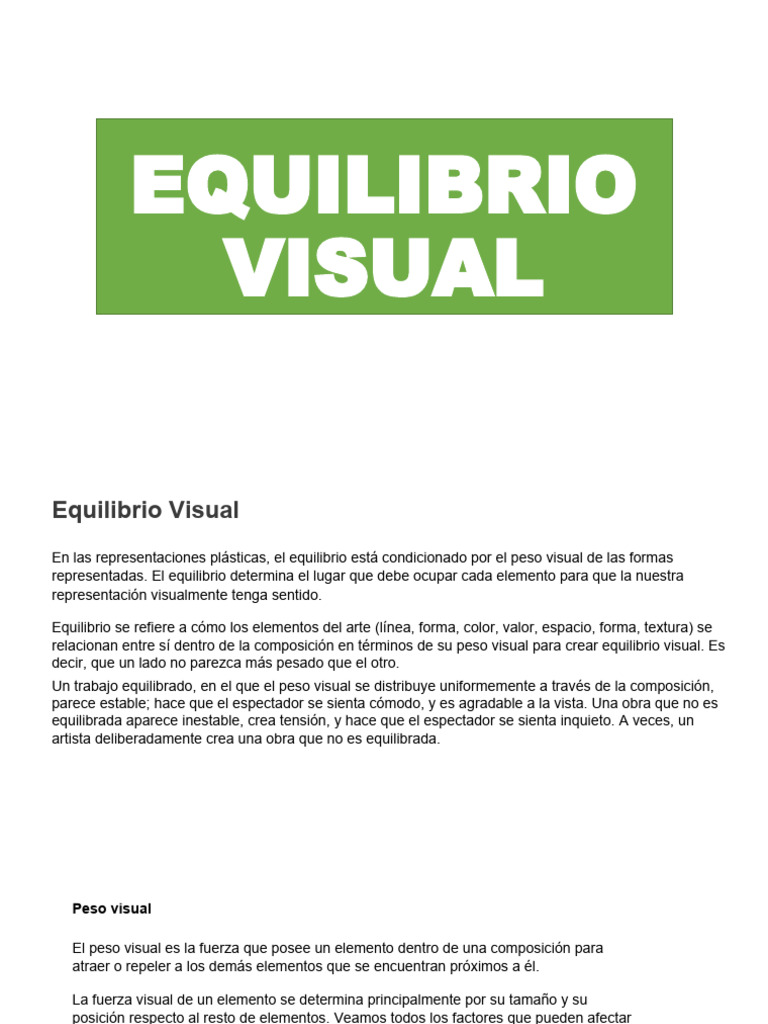 Equilibrio Visual en el Arte y Dibujo | PDF | Composición (artes ...