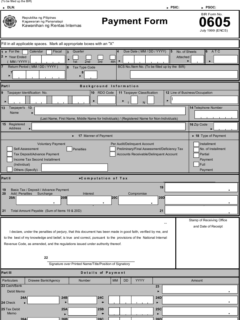 Bir 0605 | PDF | Debits And Credits | Taxes