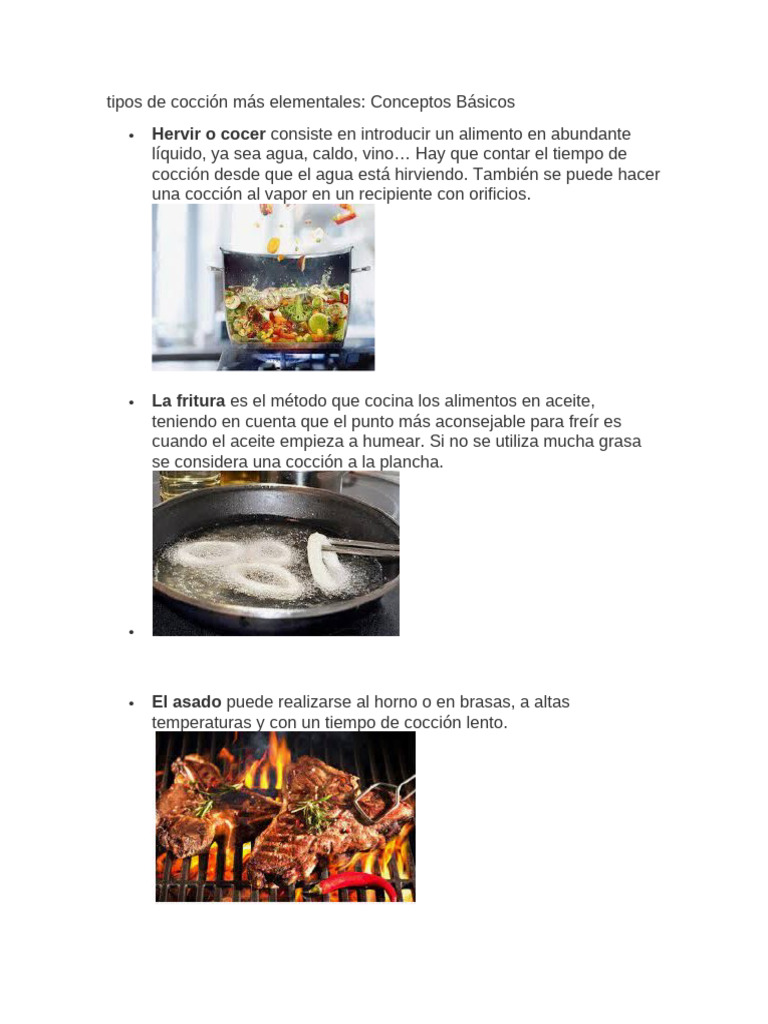 Métodos de Cocción Básicos en Cocina | PDF | Cocinando | Panes