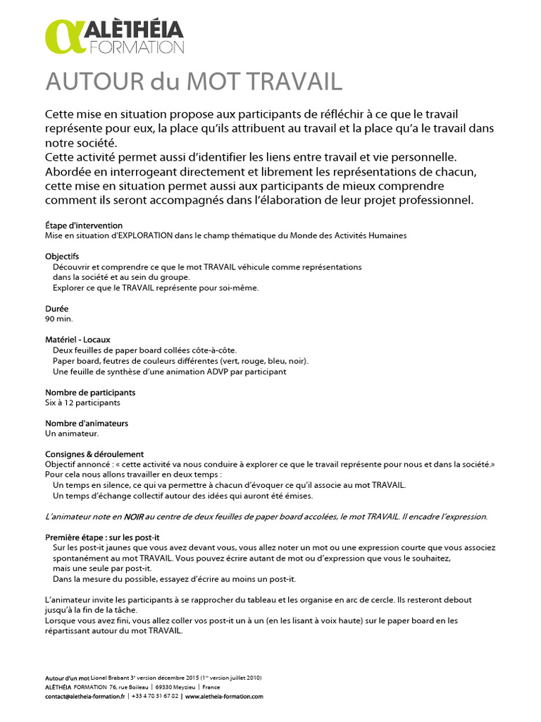 Autour Du Mot Travail | PDF