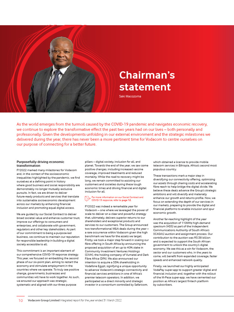 Chairmans Statement | PDF | Mergers And Acquisitions | Taxes
