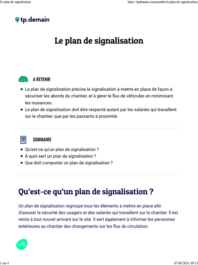 Le Plan de Signalisation | PDF